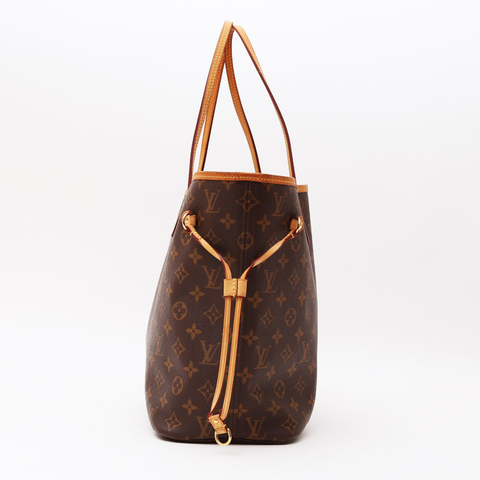 Shopping bag Louis Vuitton  Neverfull in tela monogram marrone e pelle naturale - Detail D6