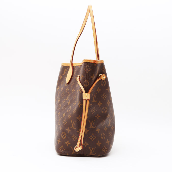 Shopping bag Louis Vuitton  Neverfull in tela monogram marrone e pelle naturale - Detail D7