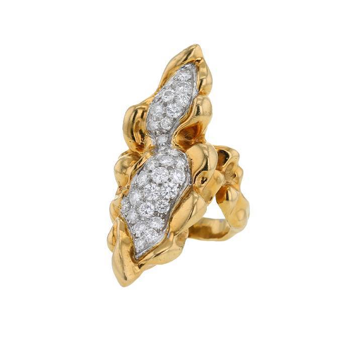 Bague années 70 Kutchinsky  en or jaune, or blanc et diamants