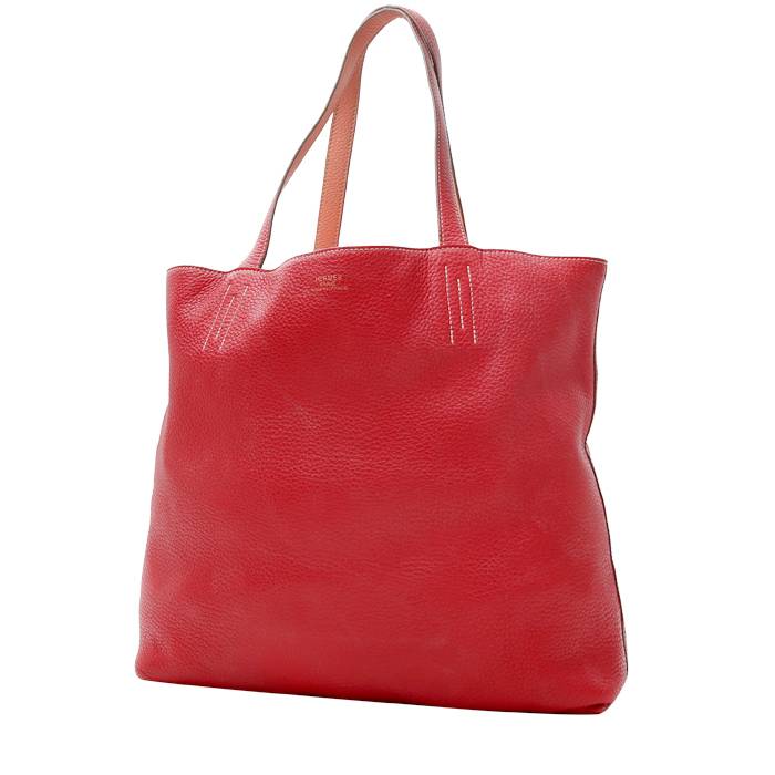 Hermès Double Sens Shopping Bag in Red Casaque and Orange Crevette