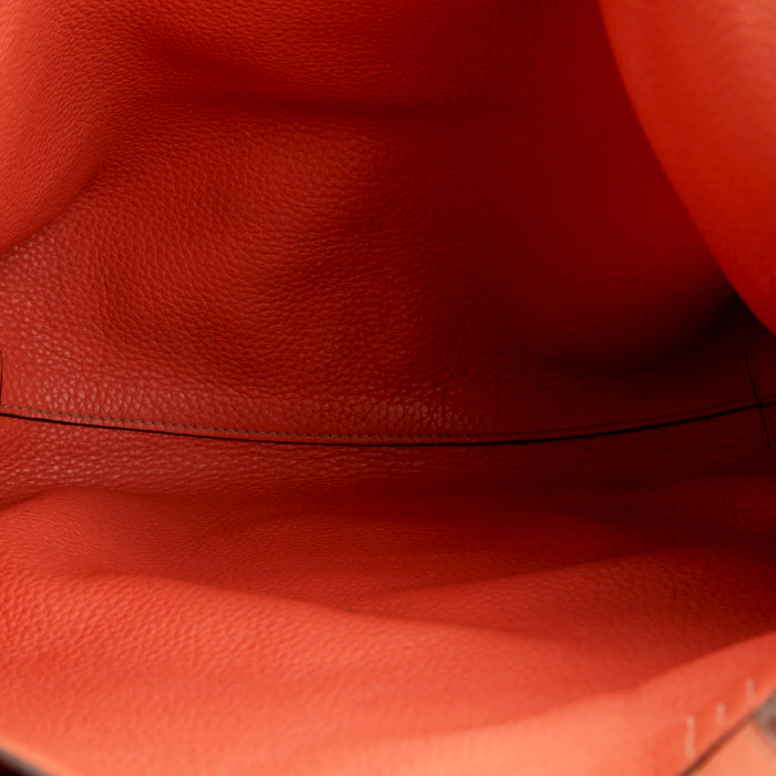Shopping bag Hermès  Double Sens in pelle taurillon clemence rosso Casaque e arancione Crevette - Detail D3