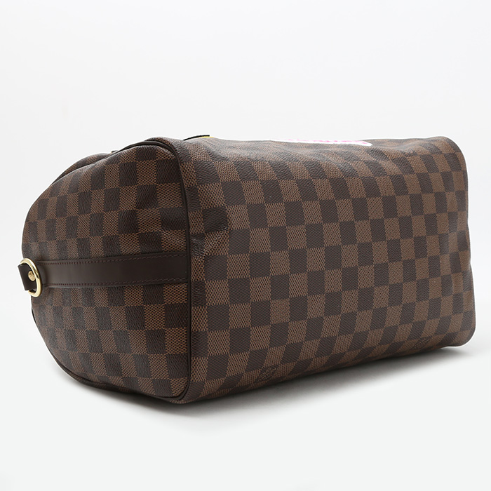 Borsa a tracolla Louis Vuitton  Speedy 30 in tela a scacchi ebana e pelle marrone - Detail D5