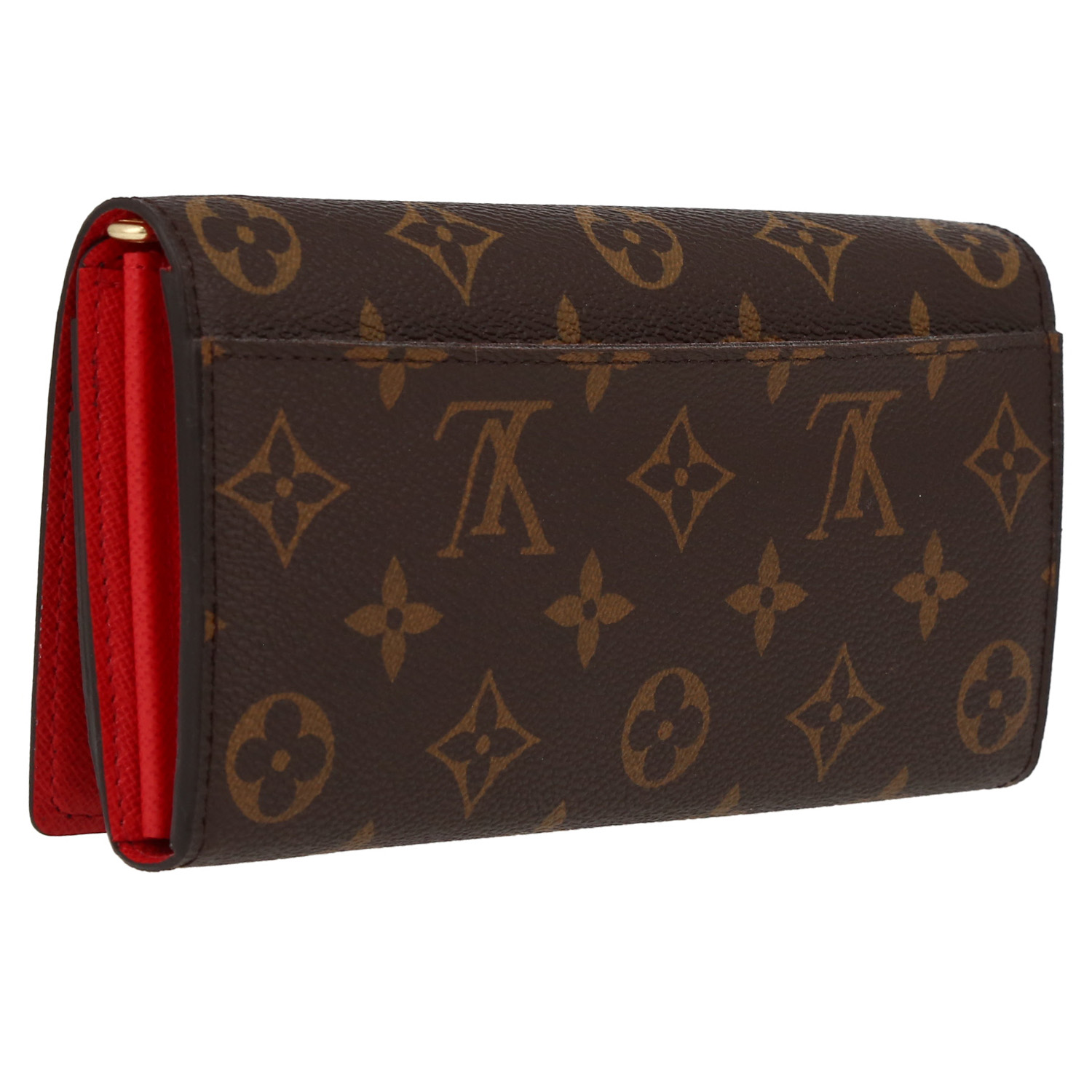 Billetera Louis Vuitton   en lona Monogram marrón y cuero rojo - Detail D6