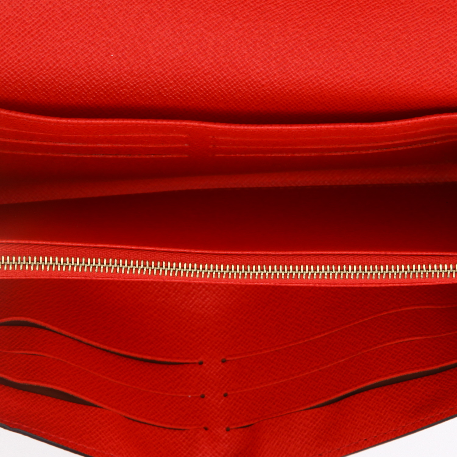 Billetera Louis Vuitton   en lona Monogram marrón y cuero rojo - Detail D8