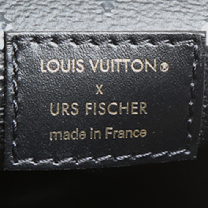 Sac à main Louis Vuitton  Speedy Editions Limitées Urs Fischer en toile monogram effet velours rouge et blanche et cuir noir - Detail D5