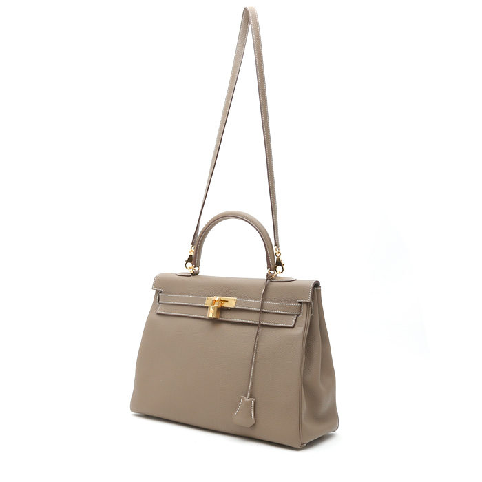 Borsa Hermès  Kelly 35 cm in pelle togo etoupe - Detail D2