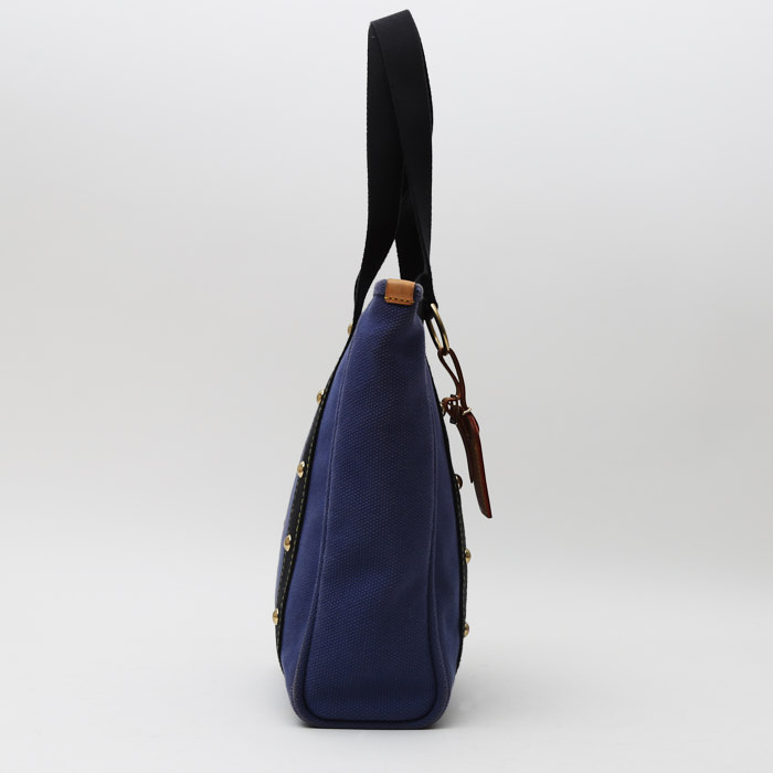 Louis Vuitton Antigua shopping bag in navy blue and black canvas - Detail D7