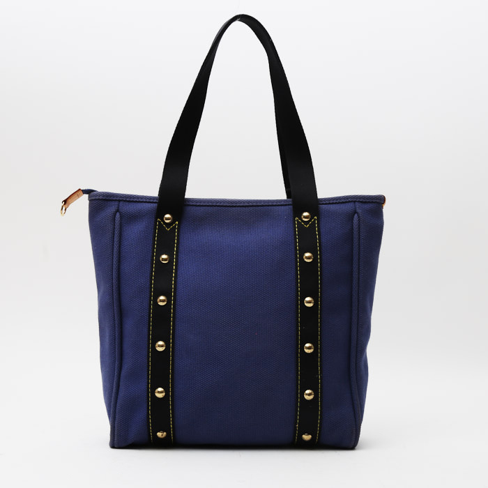 Louis Vuitton Antigua shopping bag in navy blue and black canvas - Detail D9