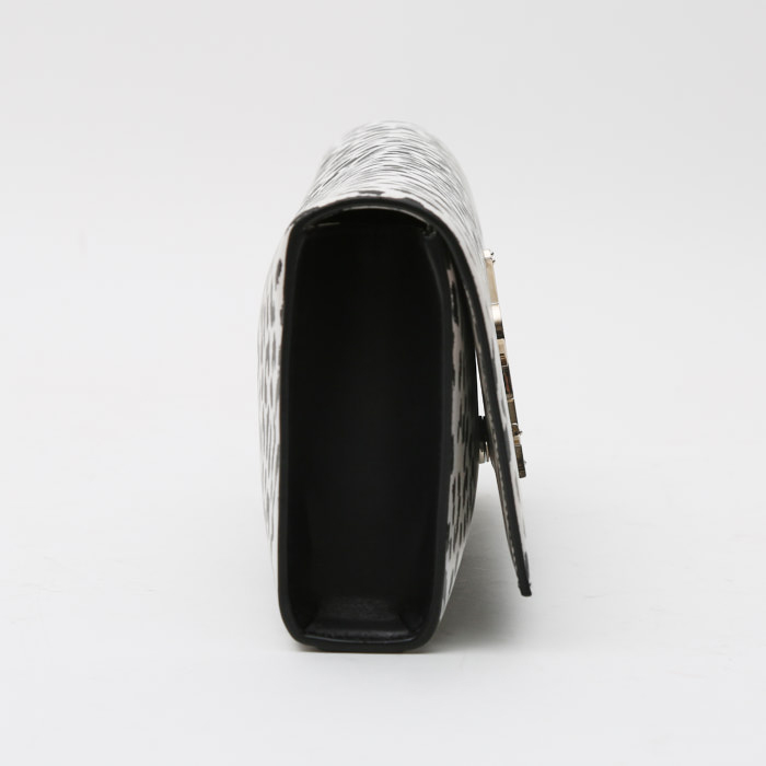 Pochette Saint Laurent  Kate en cuir blanc et noir - Detail D6