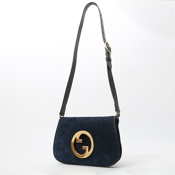 Borsa a tracolla Gucci  Blondie in camoscio blu e pelle blu - Detail D2