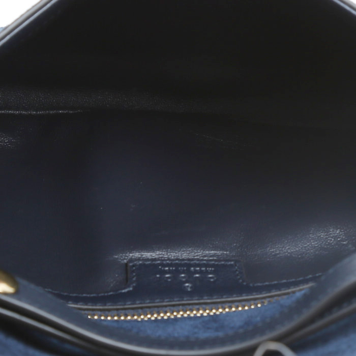 Gucci  Blondie shoulder bag  in blue suede  and blue leather - Detail D3