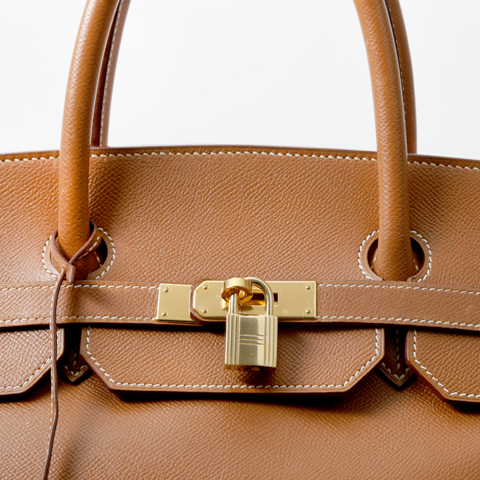 Sac à main Hermès  Birkin 40 cm en cuir Courchevel gold - Detail D1