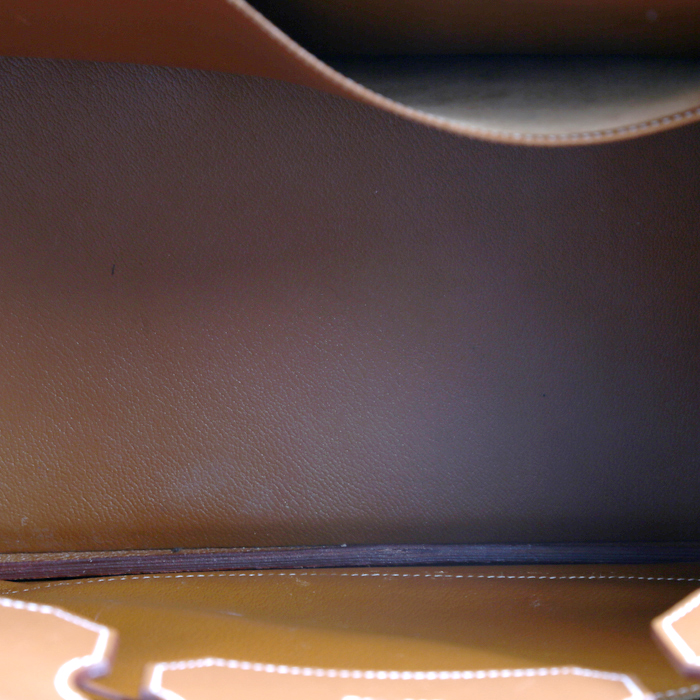 Bolso de mano Hermès  Birkin 40 cm en cuero Courchevel color oro - Detail D2