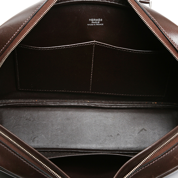 Hermès  Plume Elan handbag  in brown box leather - Detail D2