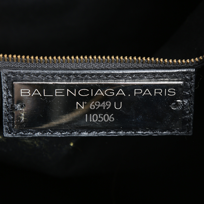 Sac de voyage Balenciaga  City en cuir noir - Detail D4