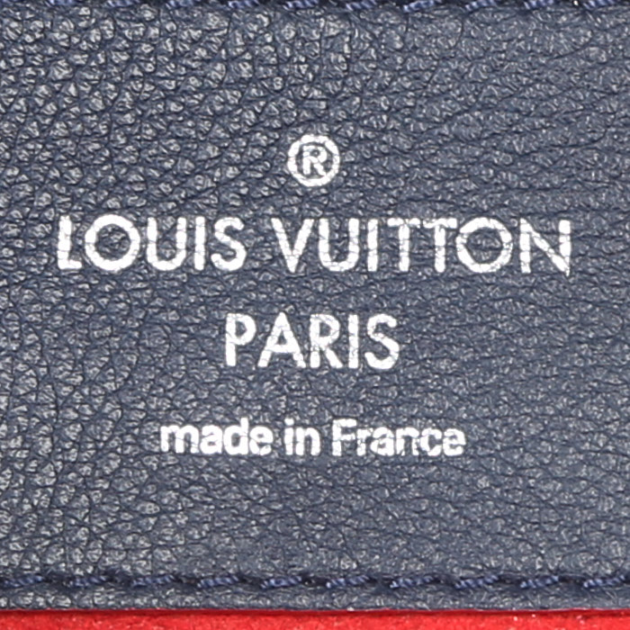 Mochila Louis Vuitton  Lockme Backpack en cuero granulado azul marino y rojo - Detail D4