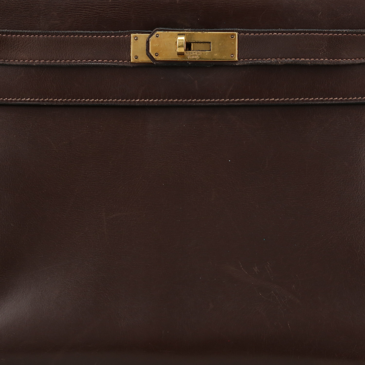 Borsa Hermès  Kelly 28 cm in pelle box marrone - Detail D1