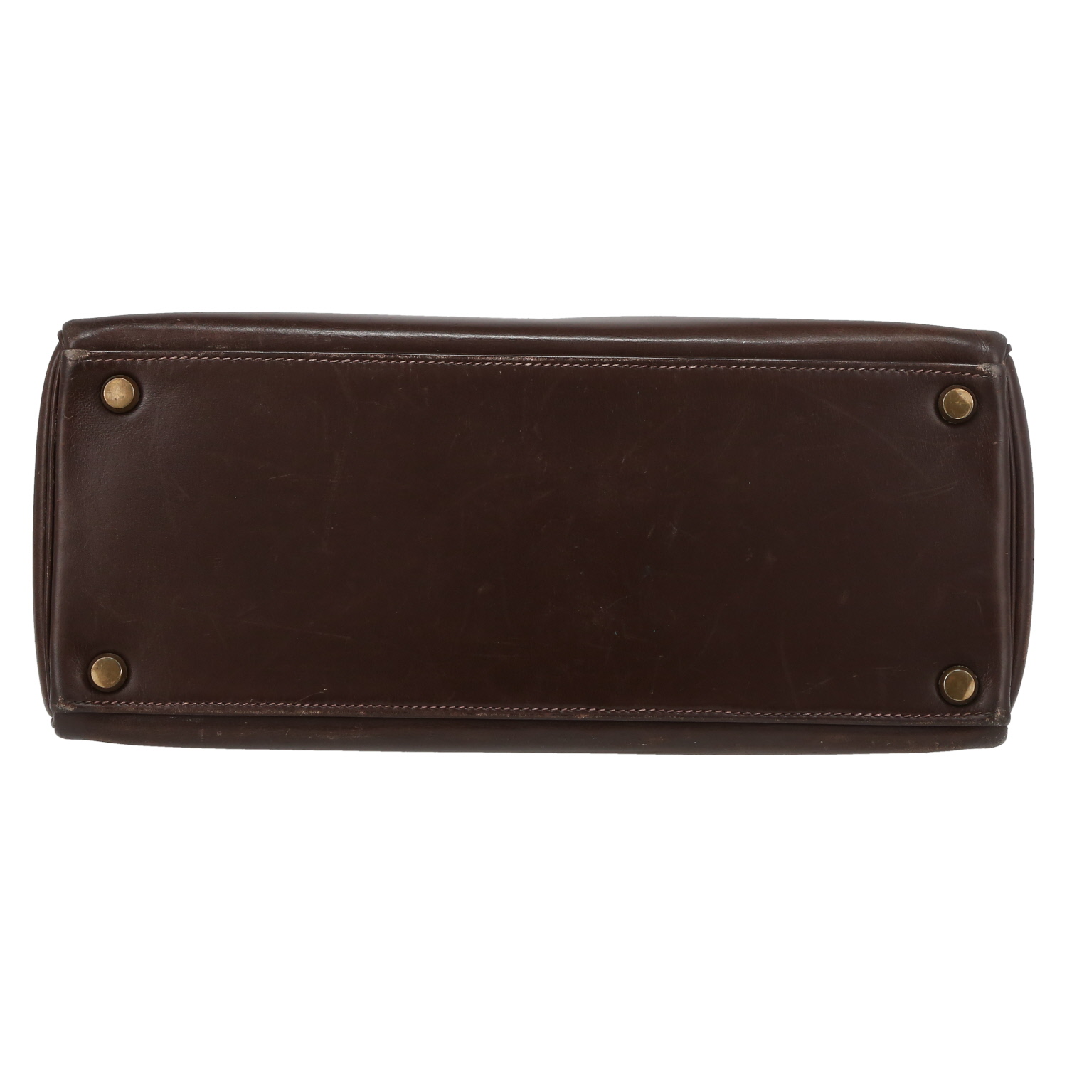 Hermès  Kelly 28 cm handbag  in brown box leather - Detail D4