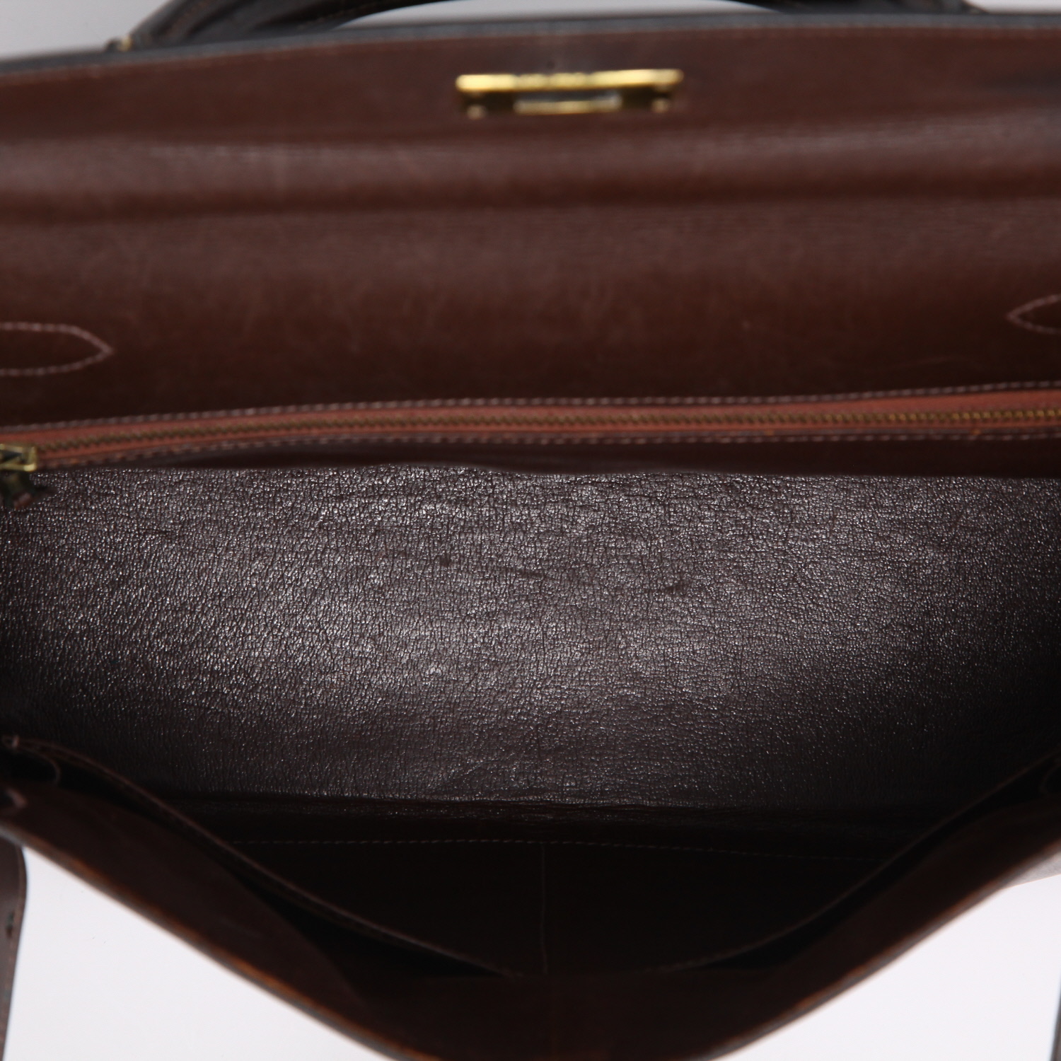 Hermès  Kelly 28 cm handbag  in brown box leather - Detail D8