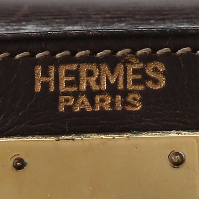 Sac à main Hermès  Kelly 28 cm en cuir box marron - Detail D9