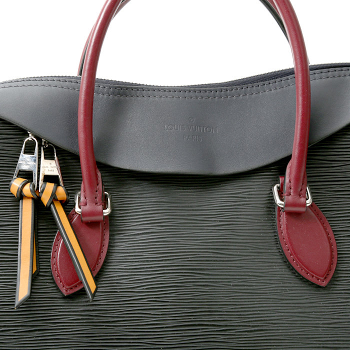 Bolso de mano Louis Vuitton  Tuileries en cuero Epi negro y cuero azul marino - Detail D1