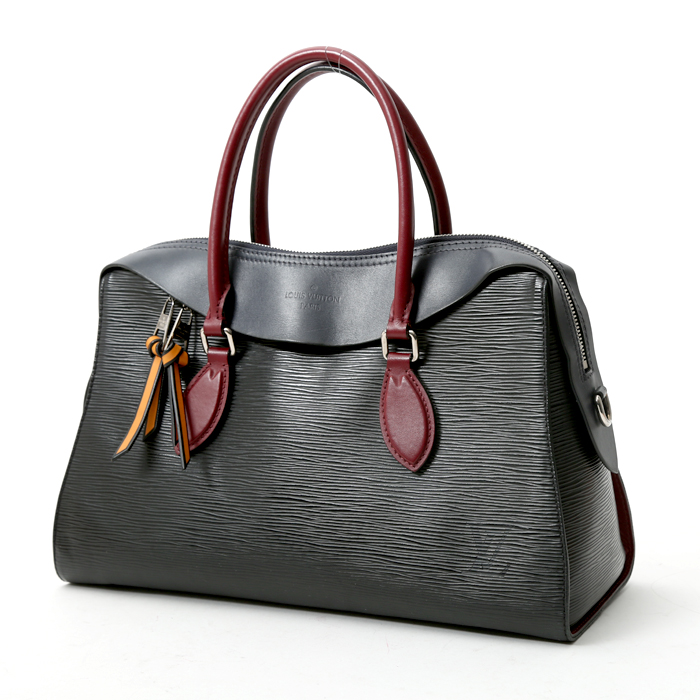 Louis Vuitton  Tuileries handbag  in black epi leather  and navy blue leather - Detail D2