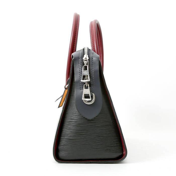 Bolso de mano Louis Vuitton  Tuileries en cuero Epi negro y cuero azul marino - Detail D7