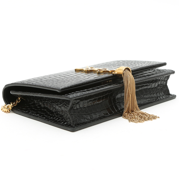 Saint Laurent  Kate Pompon shoulder bag  in black leather - Detail D5