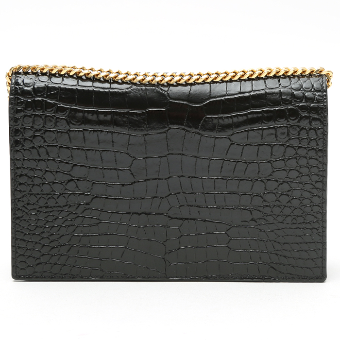 Sac bandoulière Saint Laurent  Kate Pompon en cuir noir - Detail D8