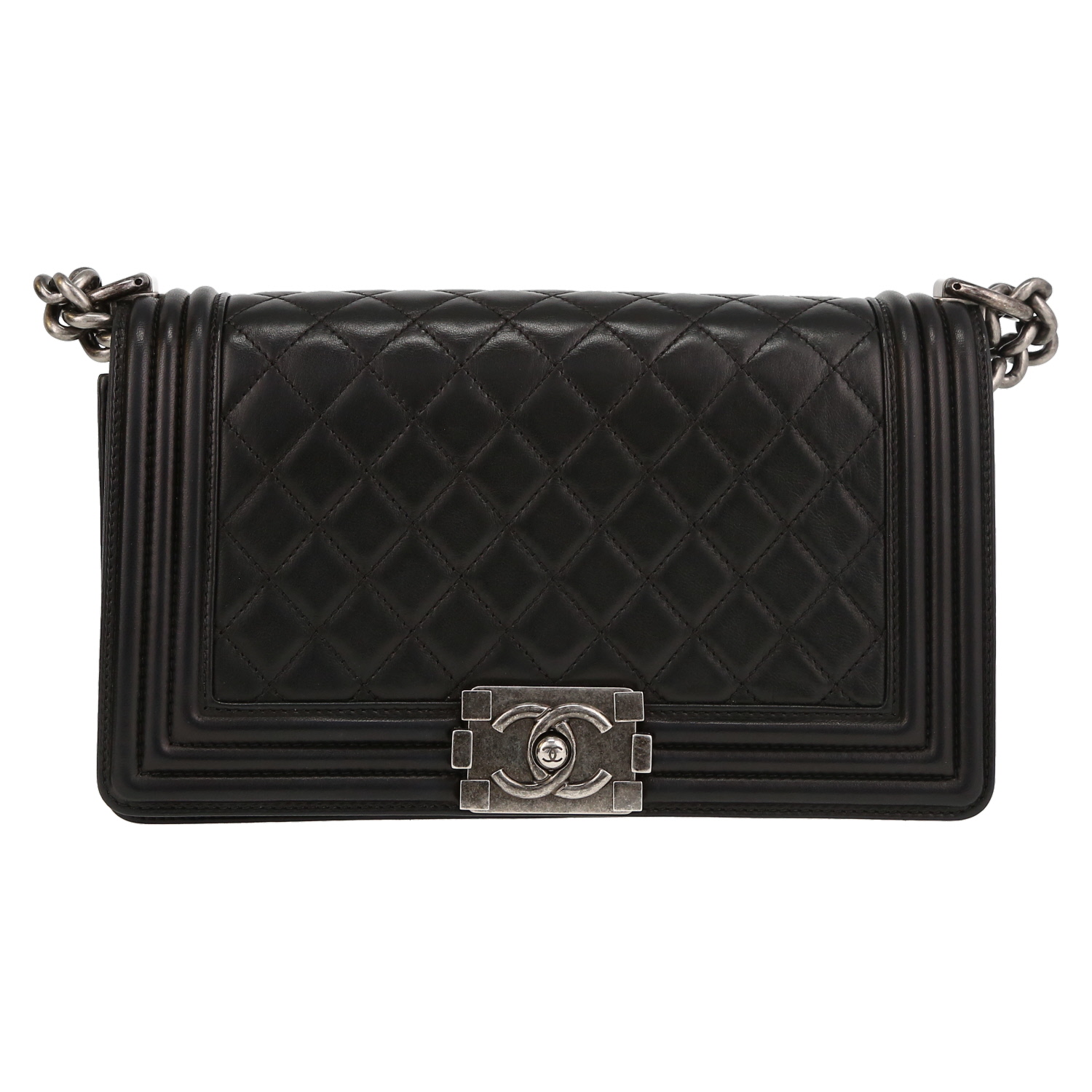 Bolso bandolera Chanel  Boy en cuero acolchado negro - Detail D2