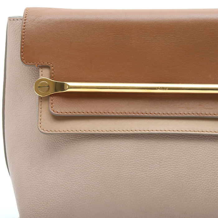 Chloé Clare handbag in beige and brown leather - Detail D1