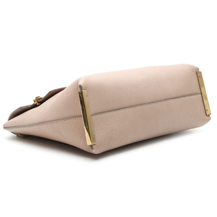 Chloé Clare handbag in beige and brown leather - Detail D5
