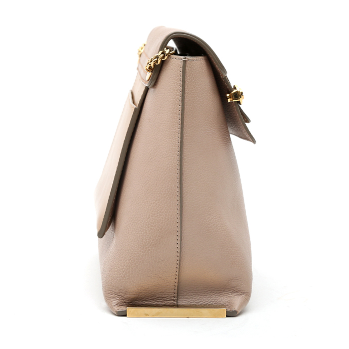 Chloé Clare handbag in beige and brown leather - Detail D6