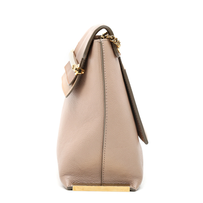 Chloé Clare handbag in beige and brown leather - Detail D7