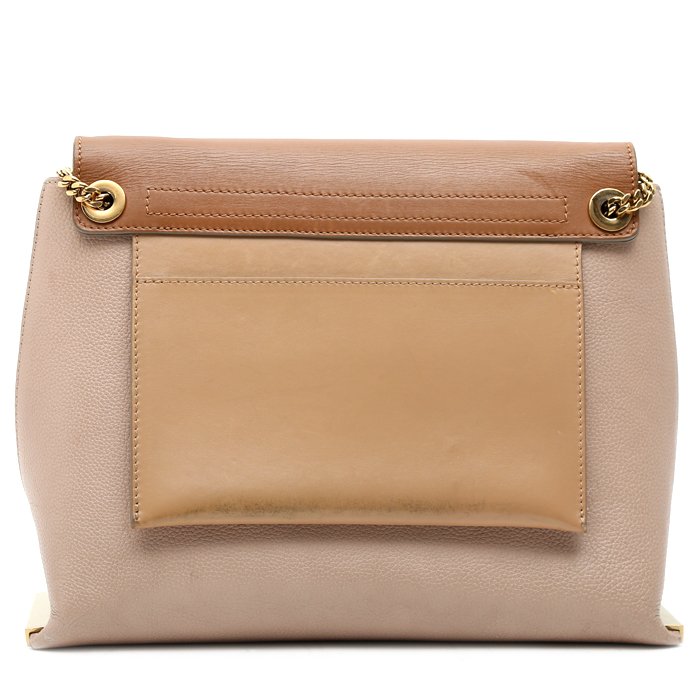 Chloé Clare handbag in beige and brown leather - Detail D8