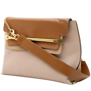 Bolso de mano Chloé  Clare en cuero beige y marrón