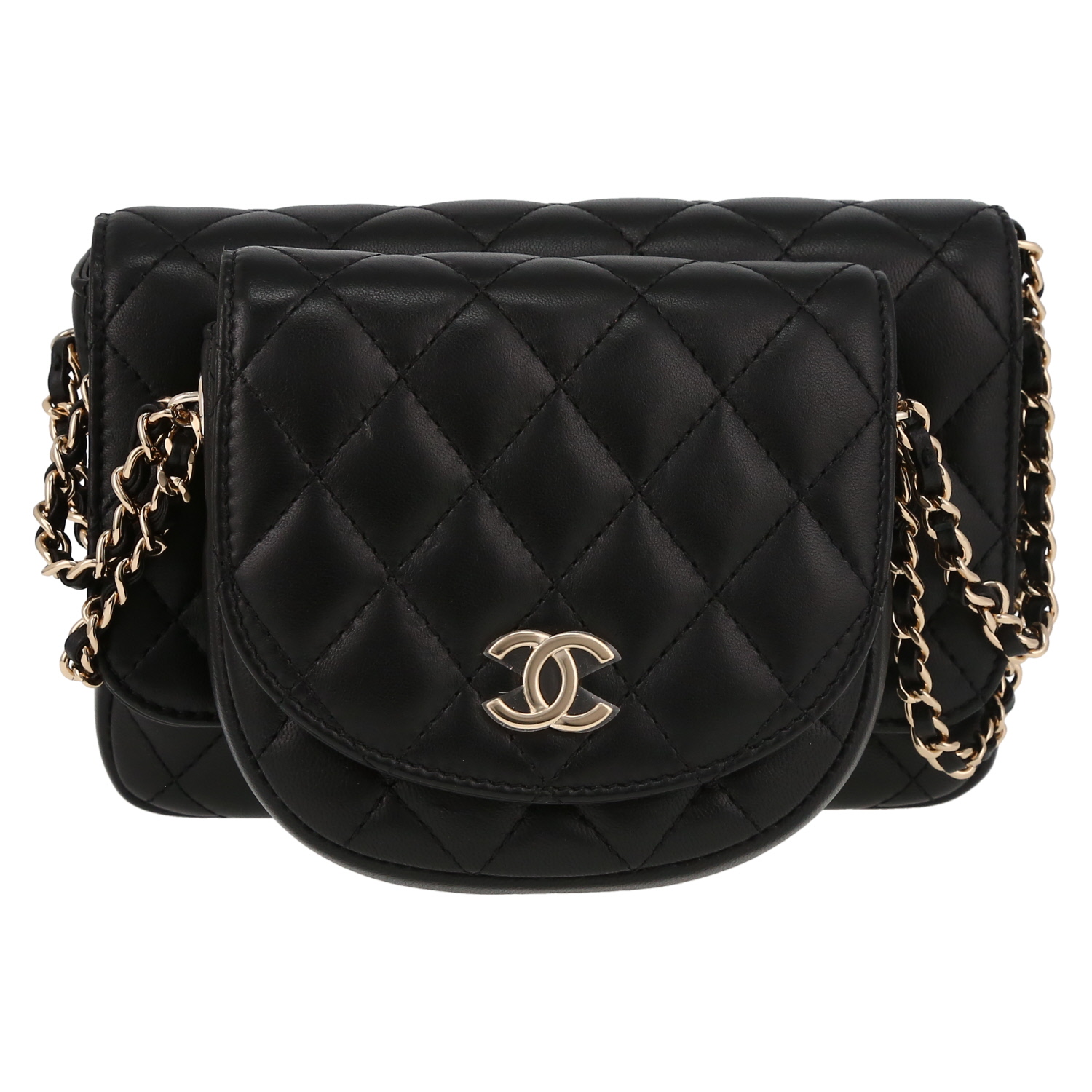 Bolso bandolera Chanel   en cuero acolchado negro - Detail D2