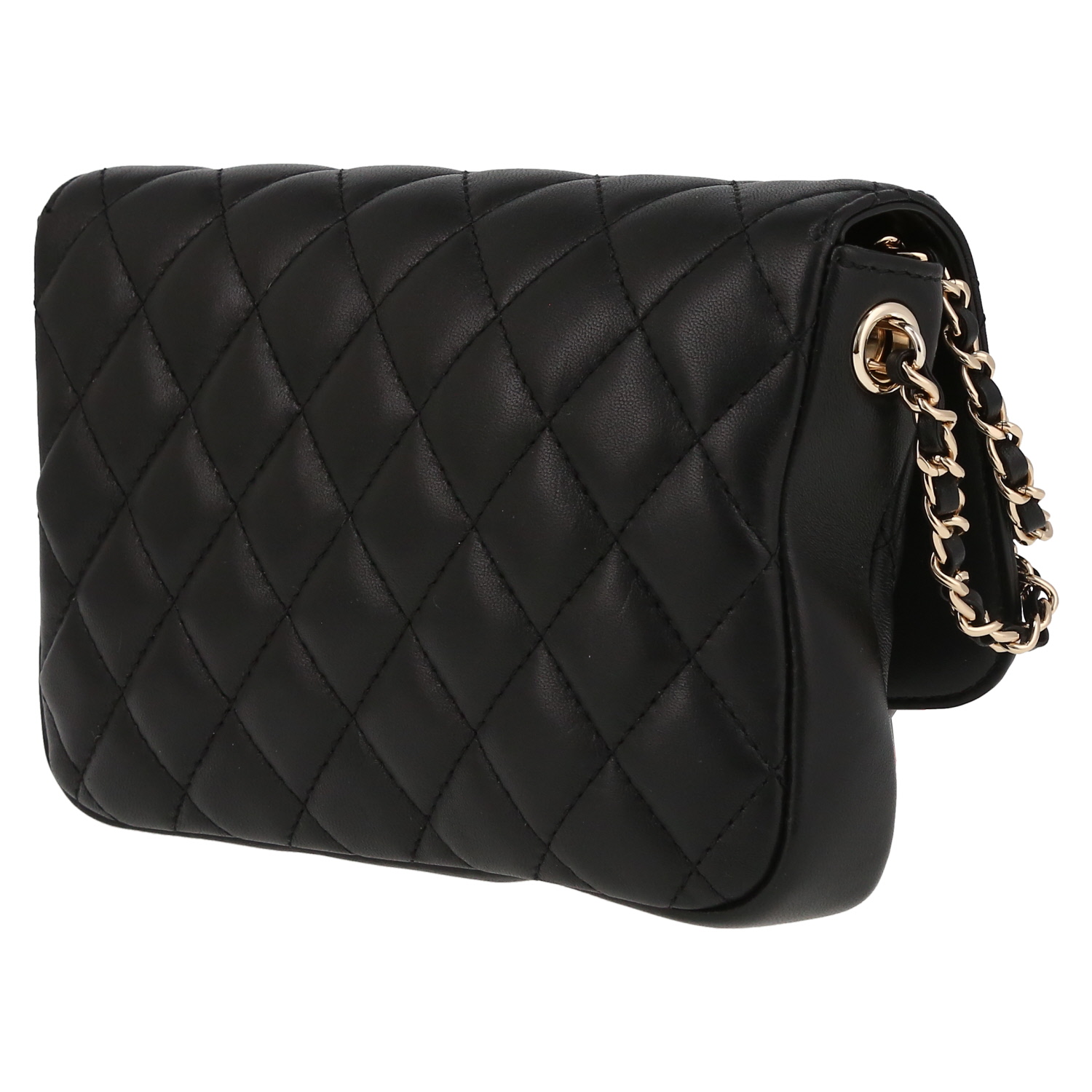 Sac bandoulière Chanel   en cuir matelassé noir - Detail D5