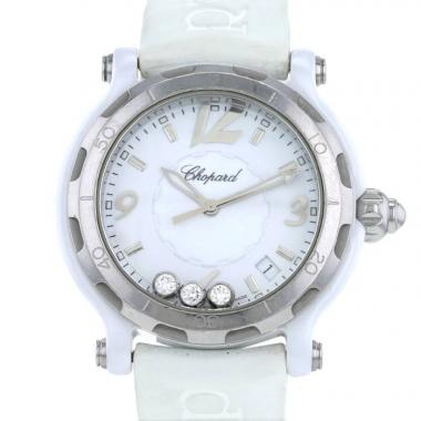Orologio Chopard Happy Sport in acciaio e ceramica bianca Circa 2010
