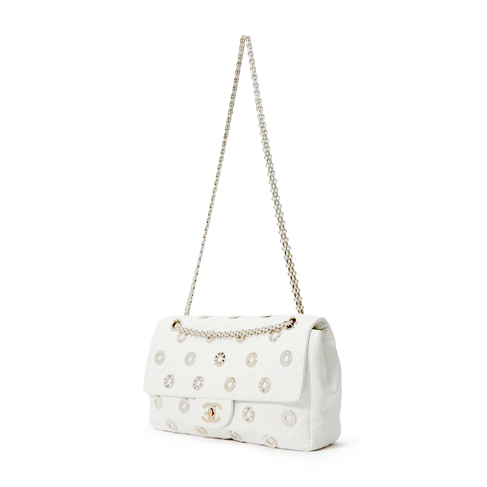 Borsa Chanel  Baguette in pelle bianca - Detail D3