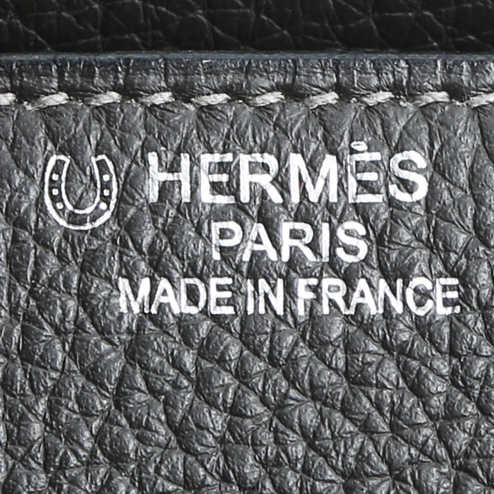 Bolso de mano Hermès  Birkin 35 cm en cuero togo marrón etoupe y negro - Detail D3
