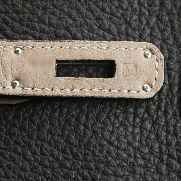 Borsa Hermès  Birkin 35 cm in pelle togo etoupe e nera - Detail D4