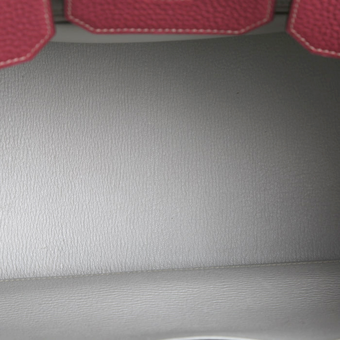 Sac à main Hermès  Birkin 35 cm en cuir togo rose-framboise et gris - Detail D2