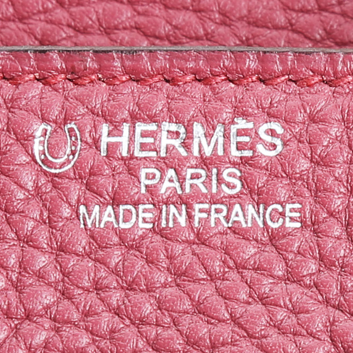 Borsa Hermès  Birkin 35 cm in pelle togo rosa lampone e grigia - Detail D3