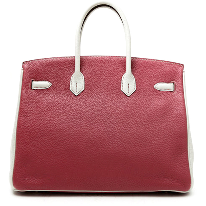 Sac à main Hermès  Birkin 35 cm en cuir togo rose-framboise et gris - Detail D7