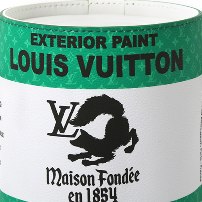 Sac à main Louis Vuitton Editions Limitées Paint Can en toile monogram verte et blanche - Detail D1