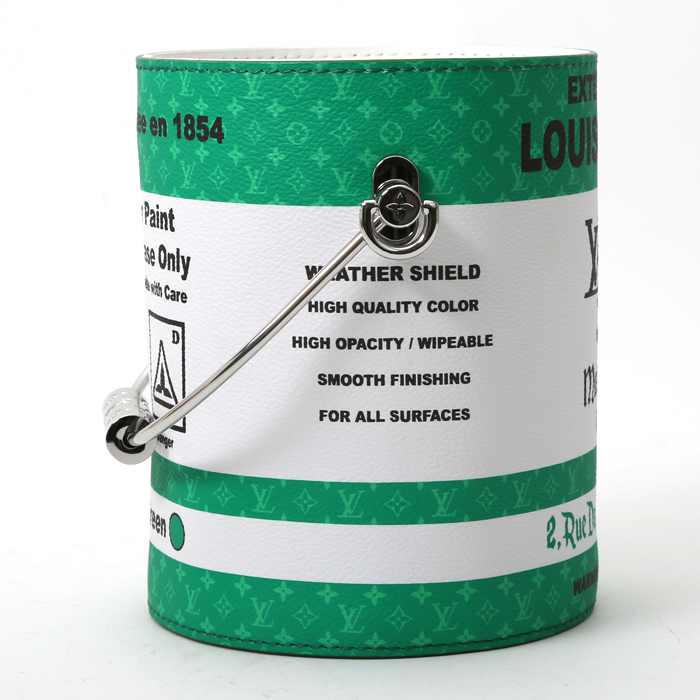Louis Vuitton Editions Limitées handbag Paint Can in green and white monogram canvas and white leather - Detail D7