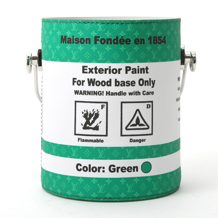 Louis Vuitton Editions Limitées handbag Paint Can in green and white monogram canvas and white leather - Detail D8