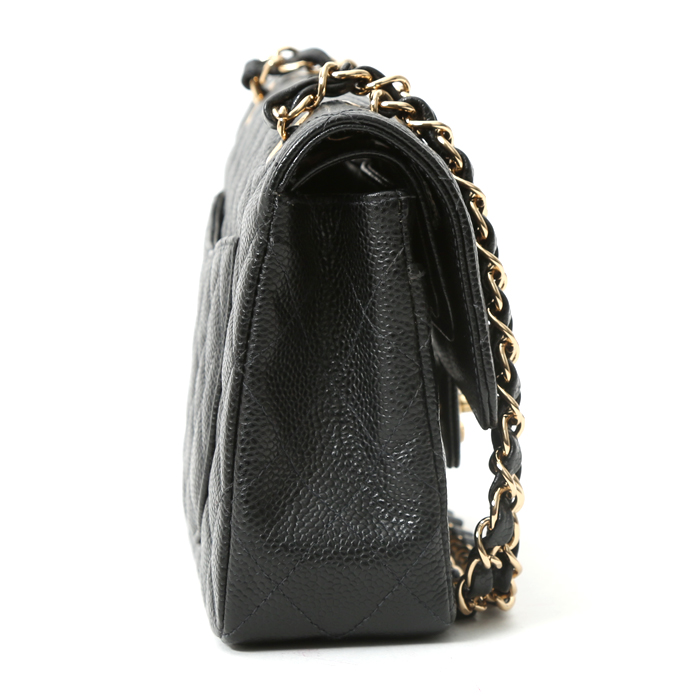 Borsa a tracolla Chanel  Timeless Petit in pelle martellata e trapuntata nera - Detail D8
