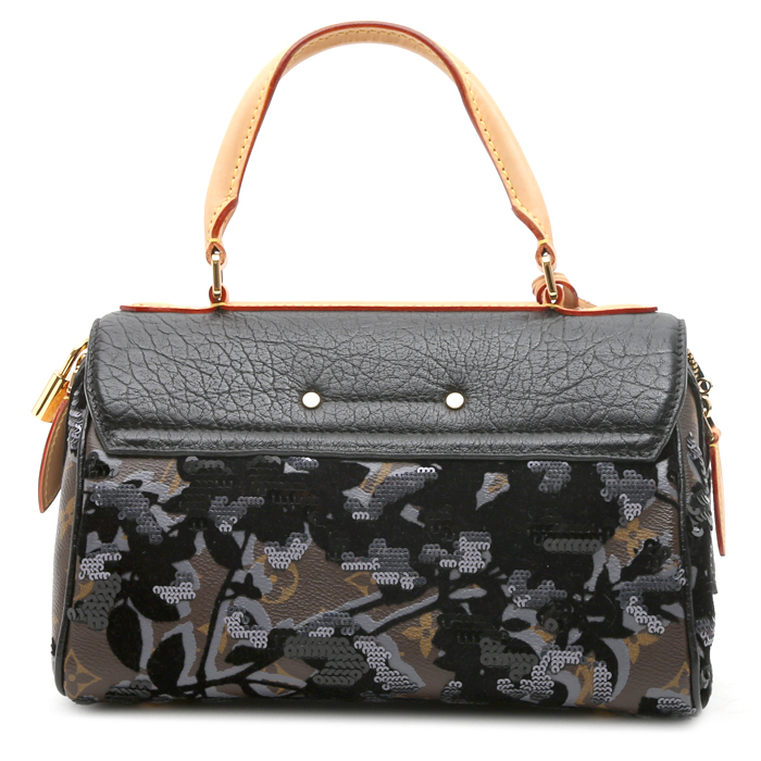 Louis Vuitton  Editions Limitées handbag  in brown monogram canvas  and black leather - Detail D7